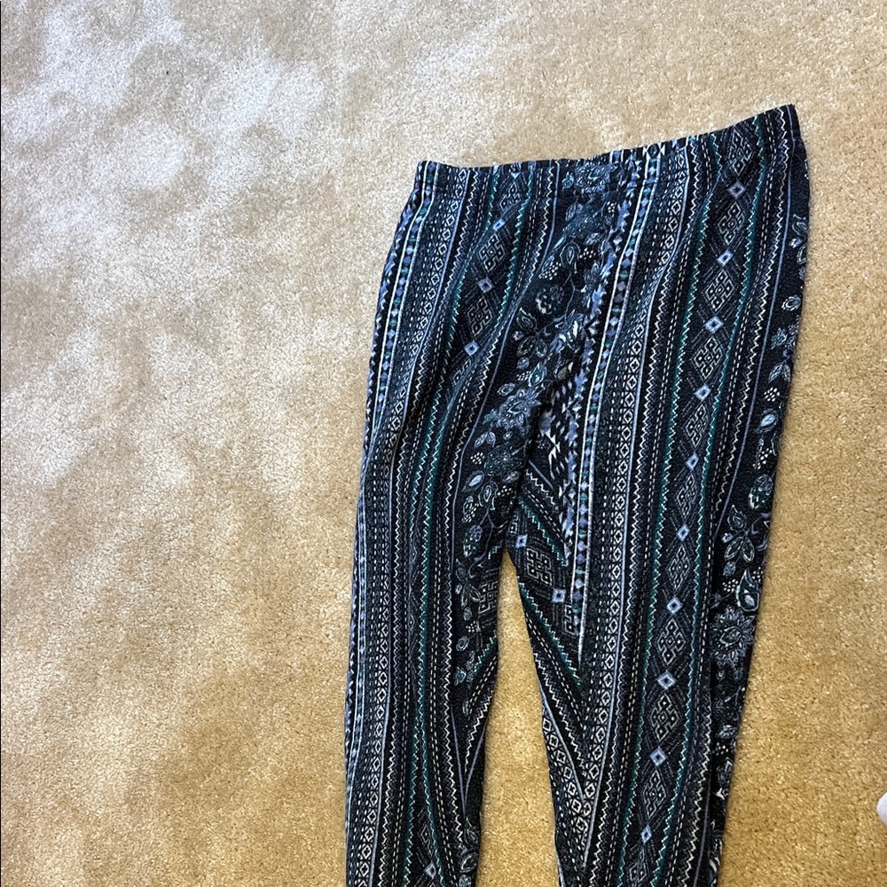 Patterned Navy, Black, and White Pants